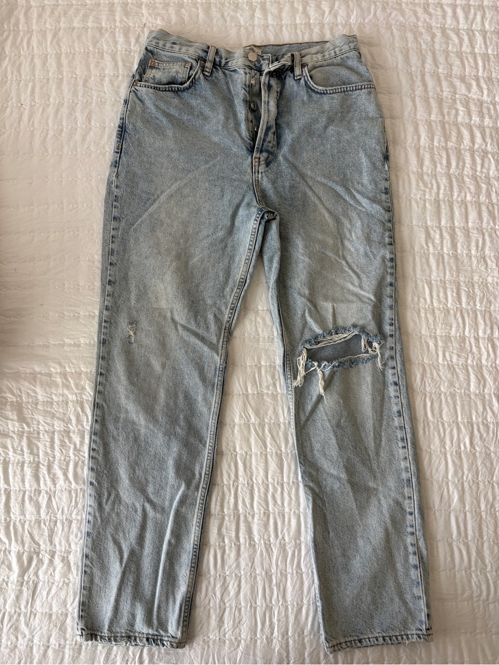 We The Free Light Blue Slim Straight Distressed Jeans
